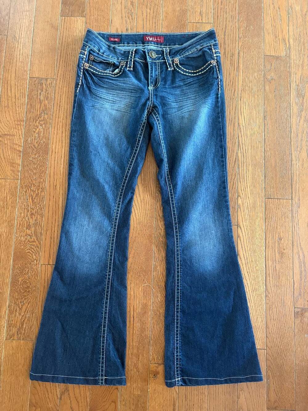 YMI Jeans Women's Flare Denim Jeans with Thick Contrast Stitching